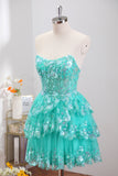 Sparkly Strapless Corset Green Homecoming Dress