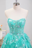 Sparkly Strapless Corset Green Homecoming Dress