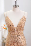 Golden Sparkly Tight Homecoming Dress with Sequins