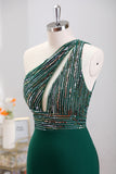 Dark Green One Shoulder Sparkly Tight Homecoming Dress