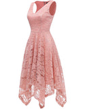 Vintage Lace V-neck A-line Sleeveless Asymmetrical Hem Cocktail Dress
