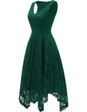 Vintage Lace V-neck A-line Sleeveless Asymmetrical Hem Cocktail Dress