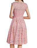 Elegant Lace Round Neck A-line Sleeveless Midi Prom Cocktail Dress