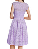 Elegant Lace Round Neck A-line Sleeveless Midi Prom Cocktail Dress
