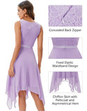 Vintage Floral Lace Dress Handkerchief Hem Asymmetrical Cocktail Dress
