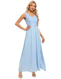 Sequin V-Neck Long Chiffon Bridesmaid Dresses Prom Party Dress
