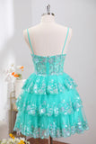 Sparkly Tiered Green Homecoming Dress