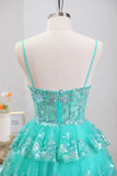 Sparkly Tiered Green Homecoming Dress